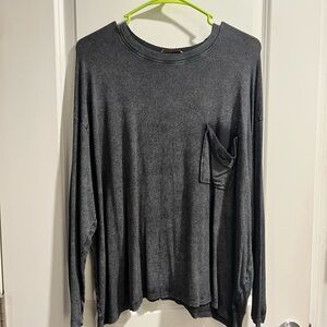 Zenana Outfitters Charcoal Ribbed Knit Top